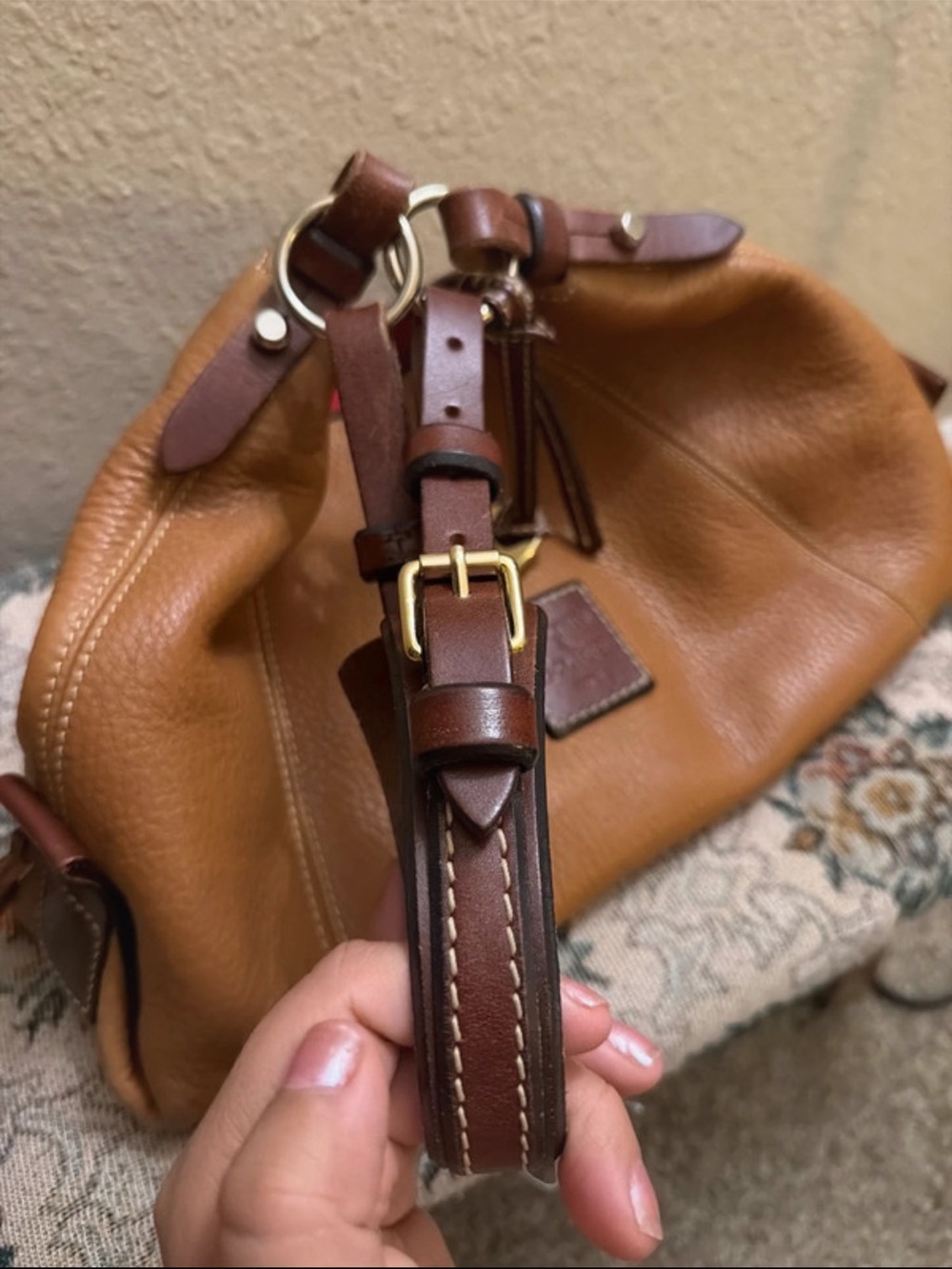 Dooney & Bourke Tan Pebble Leather Shoulder Bag - Picture 2 of 8